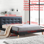 Double PU Leather Deluxe Bed Frame Black