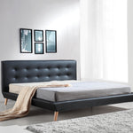 King PU Leather Deluxe Bed Frame Black