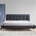 King PU Leather Deluxe Bed Frame Black