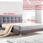 Double Linen Fabric Deluxe Bed Frame Grey