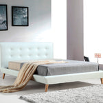 Double PU Leather Deluxe Bed Frame White