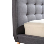 Queen Linen Fabric Deluxe Bed Frame Grey