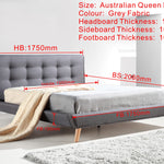 Queen Linen Fabric Deluxe Bed Frame Grey