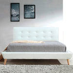Queen PU Leather Deluxe Bed Frame White
