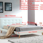 Queen PU Leather Deluxe Bed Frame White
