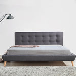 King Linen Fabric Deluxe Bed Frame Grey