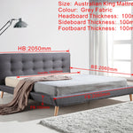 King Linen Fabric Deluxe Bed Frame Grey