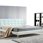 King PU Leather Deluxe Bed Frame White