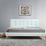King PU Leather Deluxe Bed Frame White