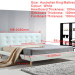 King PU Leather Deluxe Bed Frame White