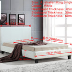 King Single PU Leather Bed Frame White