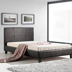 King Single PU Leather Bed Frame Brown