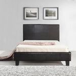King Single PU Leather Bed Frame Brown
