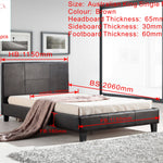 King Single PU Leather Bed Frame Brown