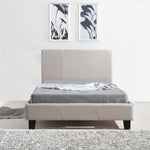 King Single Linen Fabric Bed Frame Beige