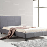 King Single Linen Fabric Bed Frame Grey