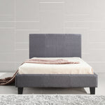 King Single Linen Fabric Bed Frame Grey