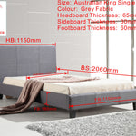 King Single Linen Fabric Bed Frame Grey