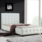 King Single PU Leather Deluxe Bed Frame White