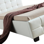 King Single PU Leather Deluxe Bed Frame White