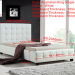 King Single PU Leather Deluxe Bed Frame White