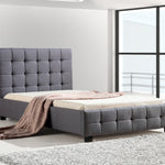 King Single Linen Fabric Deluxe Bed Frame Grey