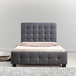 King Single Linen Fabric Deluxe Bed Frame Grey