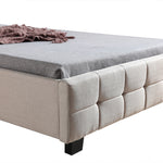 King Single Linen Fabric Deluxe Bed Frame Beige
