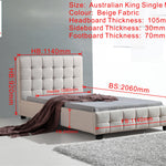King Single Linen Fabric Deluxe Bed Frame Beige