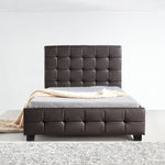 King Single PU Leather Deluxe Bed Frame Brown