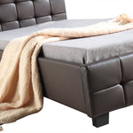 King Single PU Leather Deluxe Bed Frame Brown