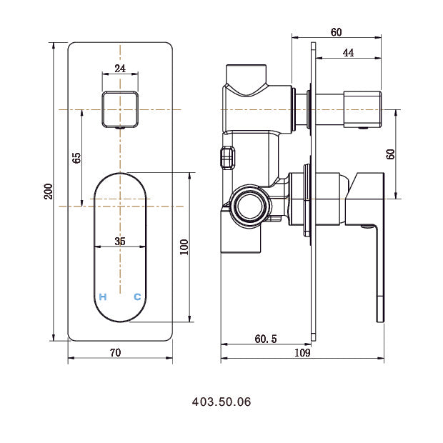 Shower Bath Mixer Diverter Tap WATERMARK Approved Electroplated Matte Black