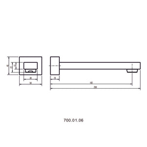 200mm Bath Safety Spout Electroplated Matte Black Finish