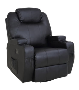 Massage Sofa Chair Recliner 360 Degree Swivel PU Leather Lounge 8 Point Heated