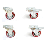 4 x 4" Heavy Duty PU Swivel Castor Wheels With Brake