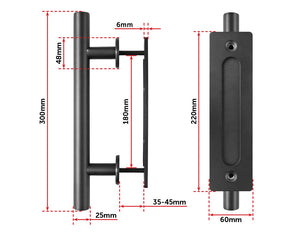 Carbon Steel Door Handle & Flush Pull Wood Door Gate Hardware 12"