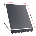Retractable Fixed Pivot Arm Window Awning Patio Garden Blinds 2.4m x 2.1m Grey