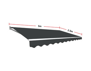 Outdoor Folding Arm Awning Retractable Sunshade Canopy Grey 5.0m x 2.5m