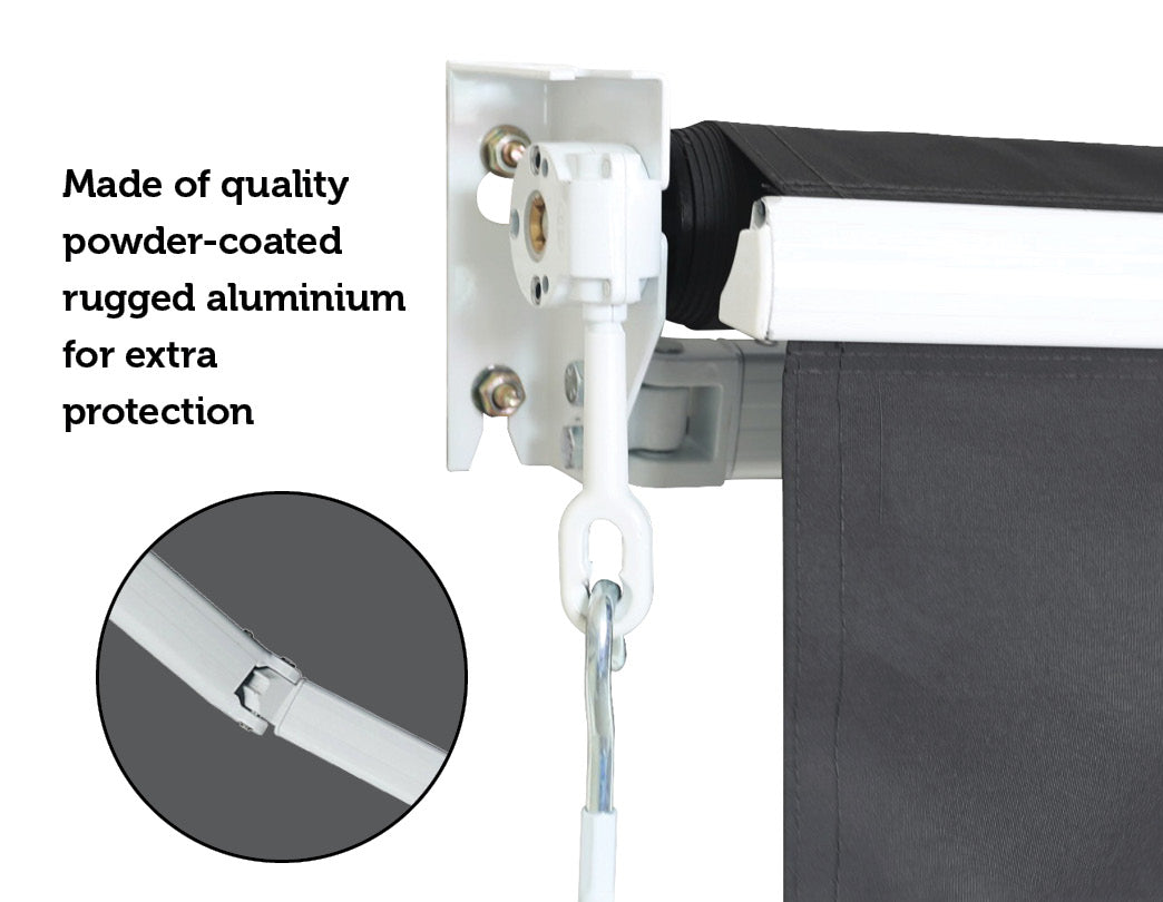 Outdoor Folding Arm Awning Retractable Sunshade Canopy Grey 5.0m x 2.5m