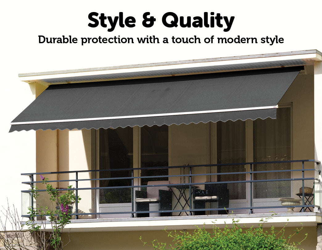 Outdoor Folding Arm Awning Retractable Sunshade Canopy Grey 3.0m x 2.5m