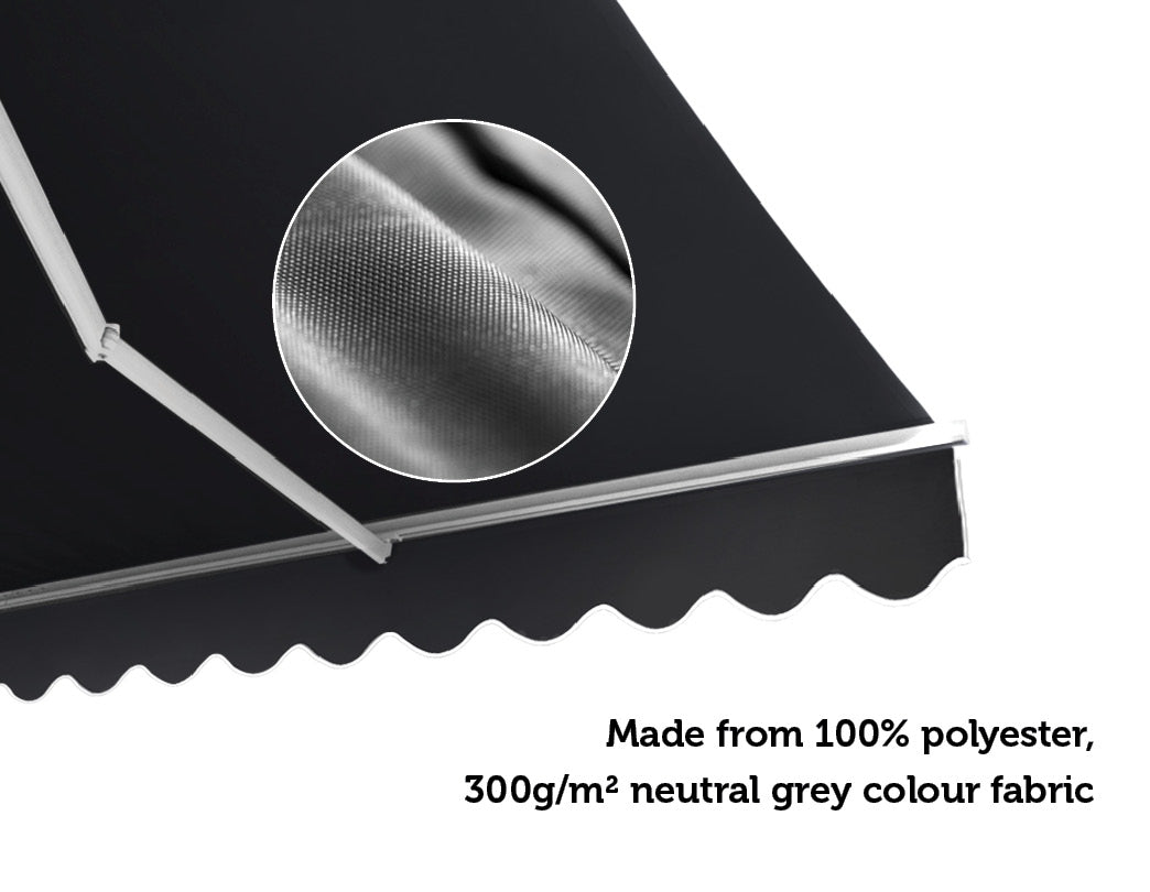 Outdoor Folding Arm Awning Retractable Sunshade Canopy Grey 3.0m x 2.5m