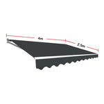 Outdoor Folding Arm Awning Retractable Sunshade Canopy Grey 4.0m x 2.5m