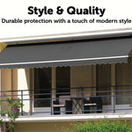 Outdoor Folding Arm Awning Retractable Sunshade Canopy Grey 4.0m x 2.5m