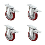 4 X 5" Heavy Duty 400kg Swivel Castor Wheels Trolley Furniture Caster All Brake