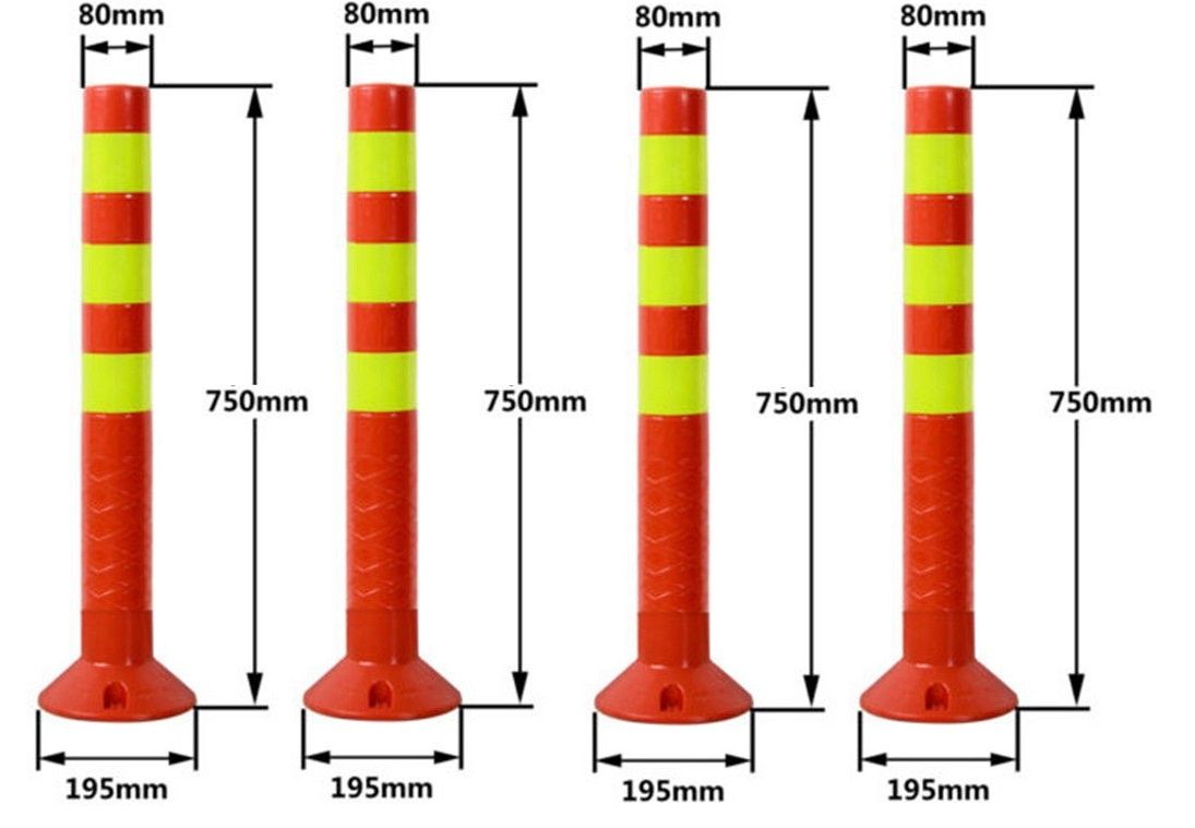 4x Plastic Traffic Bollard Barrier Post Crowd Control Safety