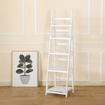 5 Tier Wooden Ladder Shelf Stand Storage Book Shelves Shelving Display Rack