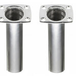 2 x Marine Grade Stainless Steel Straight Rod Holders Flush Mount Fishing Boat