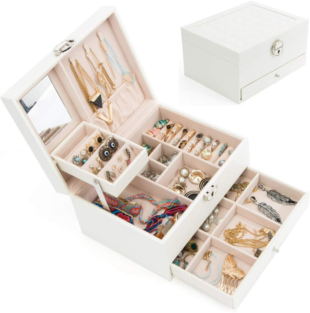 Jewellery Storage Box Girls Rings Necklaces Display Organiser Storage Case