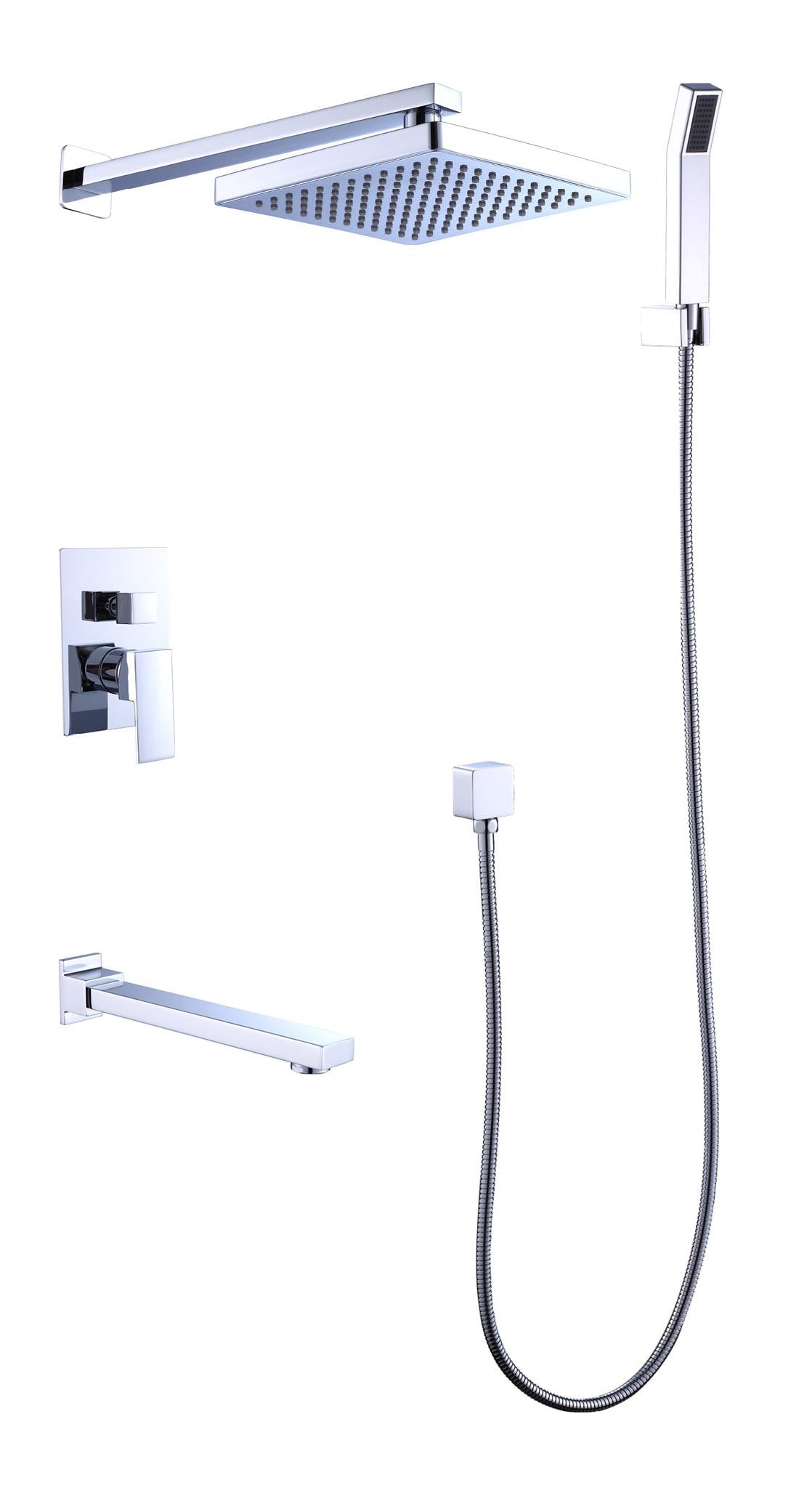 8" Rain Shower Head Straight Wall Arm Mixer Set Wall Bath Spout Outlet Tap