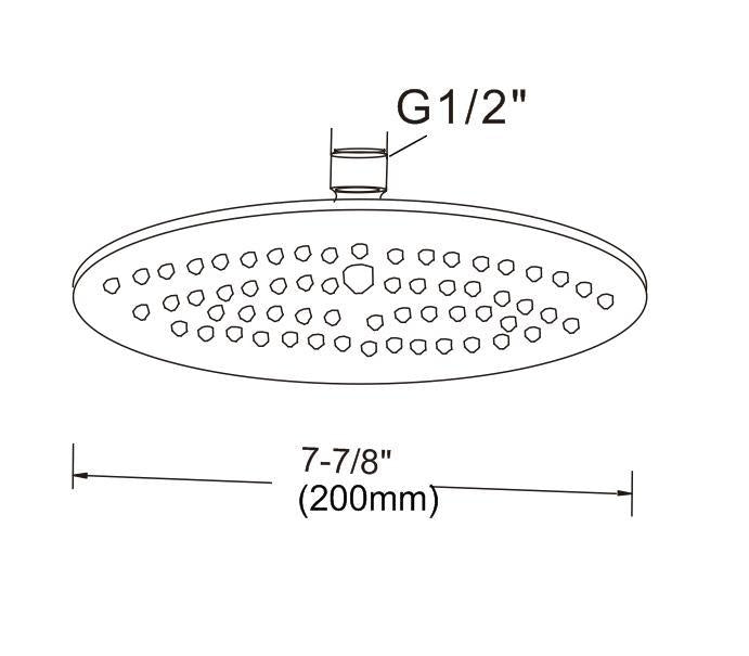 200mm Shower Head Round 304SS Electroplated Matte Black Finish